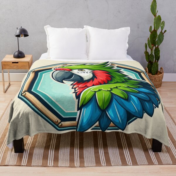 Item preview, Tropical Macaw Endangered Parrot Green Red Blue Bird Cartoon Illustration designed and sold by CoffeeIsATrip.