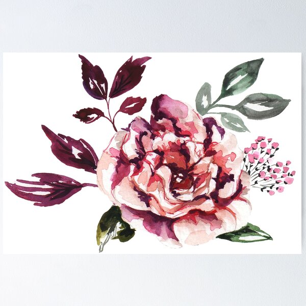 Item preview, Watercolor floral bouquet of Pink Lisianthus flower designed and sold by Anis Illustration.