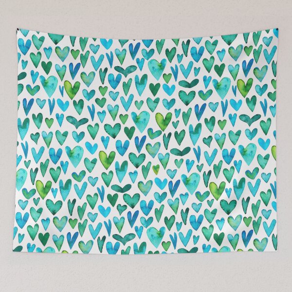 Item preview, Pattern of Blue and Green Hearts designed and sold by MissQuiss.