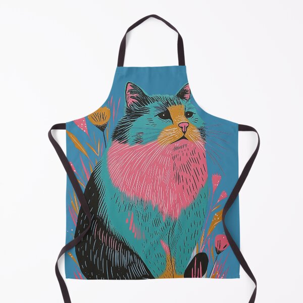 Item preview, Cute Fat Sad Cat Risograph Risoprint Neon Colors designed and sold by PrintShangri-La.