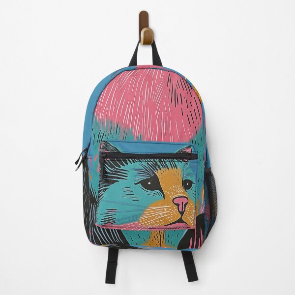 Item preview, Cute Fat Sad Cat Risograph Risoprint Neon Colors designed and sold by PrintShangri-La.