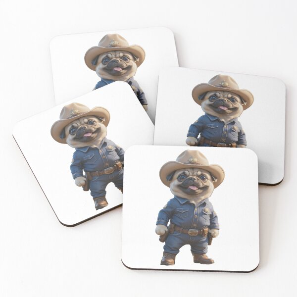 Item preview, western U.S Cowboy Pug Dog designed and sold by GiwuArt777.