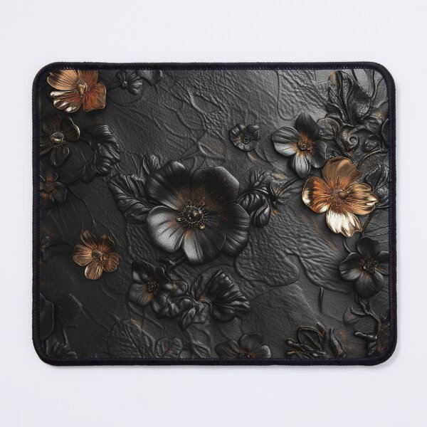 Item preview, Black leather texture, golden flowers and leaves designed and sold by Fantasyplus.