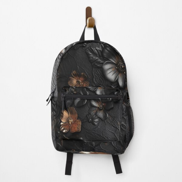Item preview, Black leather texture, golden flowers and leaves designed and sold by Fantasyplus.