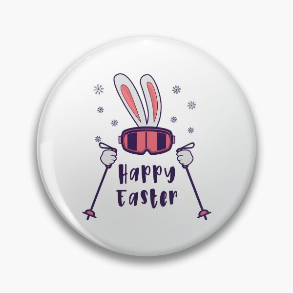 Item preview, Happy Easter from Skiing Rabbit with ski poles designed and sold by HandicraftArt.