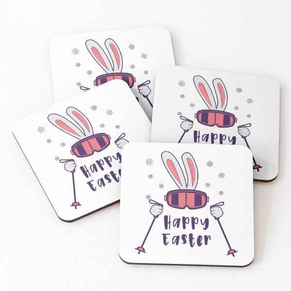 Item preview, Happy Easter from Skiing Rabbit with ski poles designed and sold by HandicraftArt.