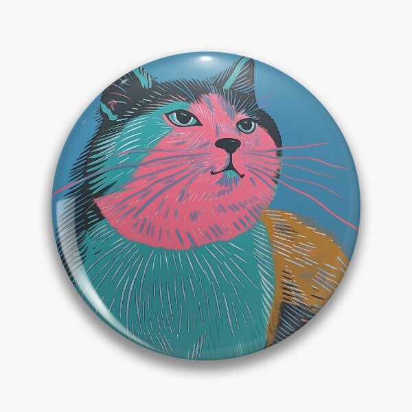 Item preview, Cute Fat Cat Risograph Risoprint Neon Colors designed and sold by PrintShangri-La.