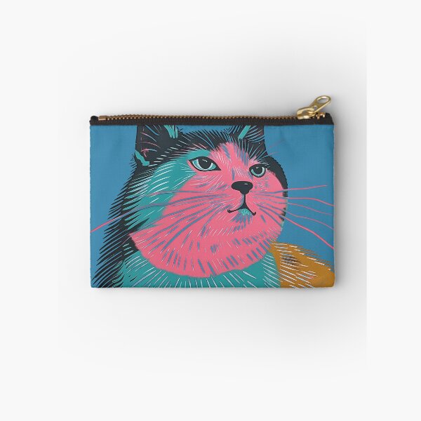 Item preview, Cute Fat Cat Risograph Risoprint Neon Colors designed and sold by PrintShangri-La.