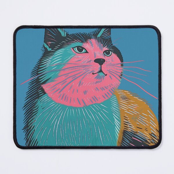 Item preview, Cute Fat Cat Risograph Risoprint Neon Colors designed and sold by PrintShangri-La.