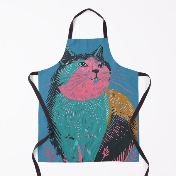 Item preview, Cute Fat Cat Risograph Risoprint Neon Colors designed and sold by PrintShangri-La.