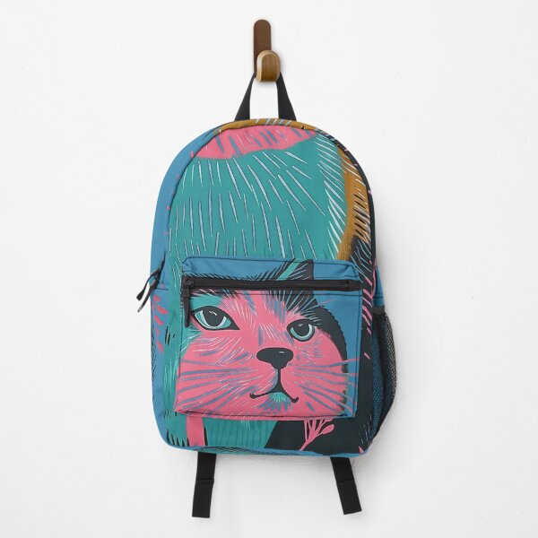Item preview, Cute Fat Cat Risograph Risoprint Neon Colors designed and sold by PrintShangri-La.