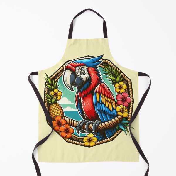 Item preview, Beach Macaw Parrot Red Blue Bird Cartoon Illustration designed and sold by CoffeeIsATrip.