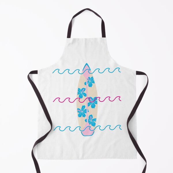 Item preview, Surfboard graphic with wave outlines, Lotus Flowers, Blue + Pink designed and sold by DigitalCraftist.