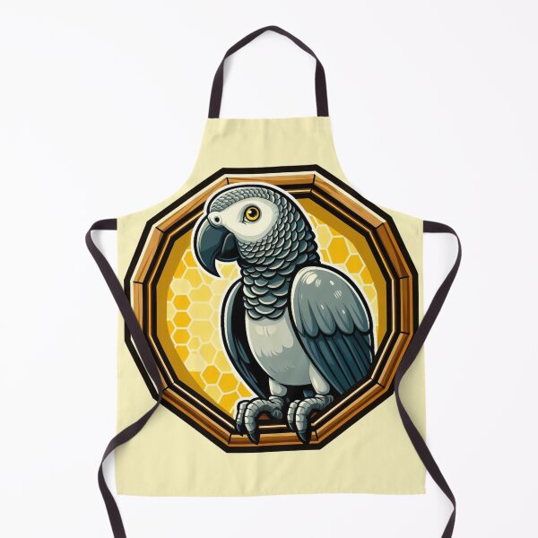 Item preview, African Grey Macaw Parrot Bird Cartoon Illustration Honeycomb designed and sold by CoffeeIsATrip.