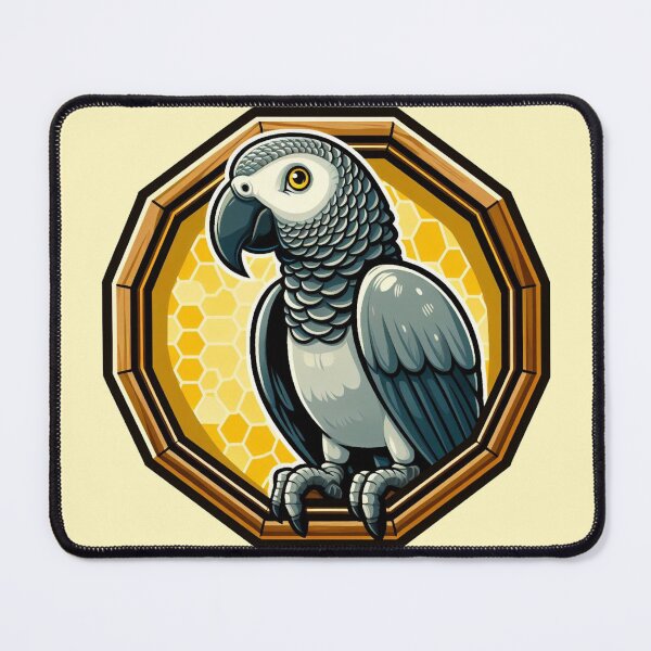 Item preview, African Grey Macaw Parrot Bird Cartoon Illustration Honeycomb designed and sold by CoffeeIsATrip.