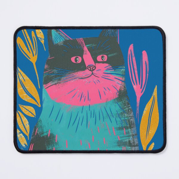 Item preview, Cute Fat Cat Risograph Risoprint Neon Colors designed and sold by PrintShangri-La.