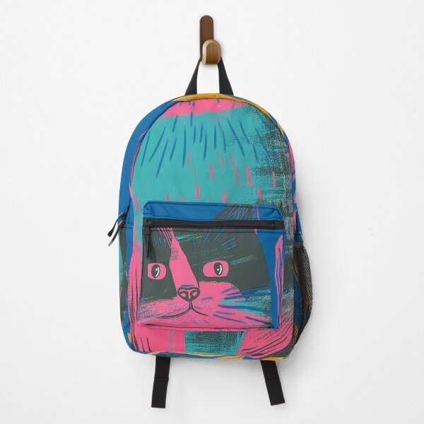 Item preview, Cute Fat Cat Risograph Risoprint Neon Colors designed and sold by PrintShangri-La.