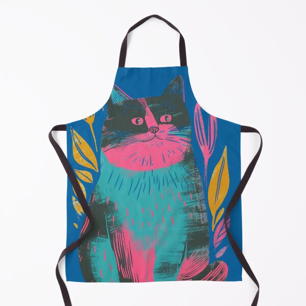 Item preview, Cute Fat Cat Risograph Risoprint Neon Colors designed and sold by PrintShangri-La.
