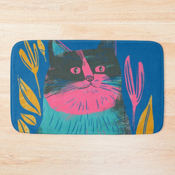 Item preview, Cute Fat Cat Risograph Risoprint Neon Colors designed and sold by PrintShangri-La.