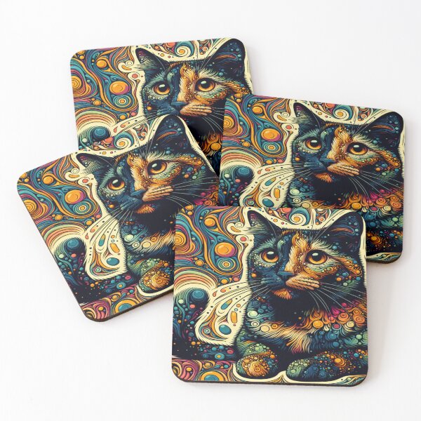 Item preview, psychedelic cat tortie colorful Tortoiseshell Kitten designed and sold by dimaxstore.