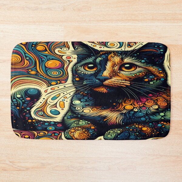 Item preview, psychedelic cat tortie colorful Tortoiseshell Kitten designed and sold by dimaxstore.