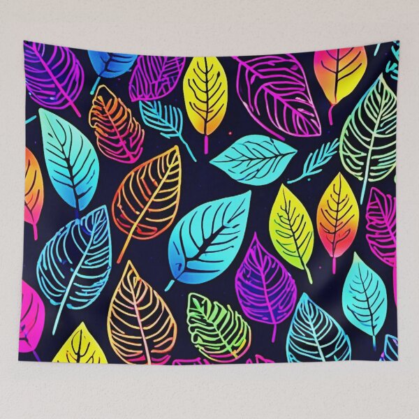 Item preview, Electrifying Nature: Neon Leaves in Mesmerizing Pattern designed and sold by Health And Fitness Posts e-Store.