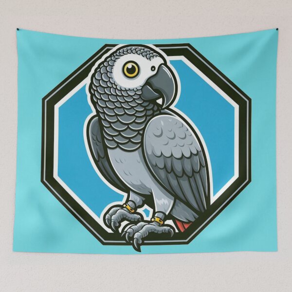Item preview, African Grey Macaw Parrot Bird Cartoon Illustration Adorable designed and sold by CoffeeIsATrip.