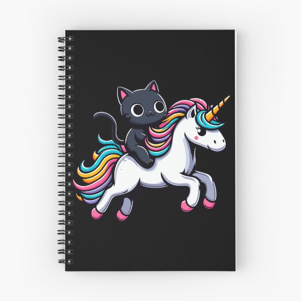 Item preview, Cute Black Kitty Riding a Unicorn designed and sold by Kawaii-n-Spice.