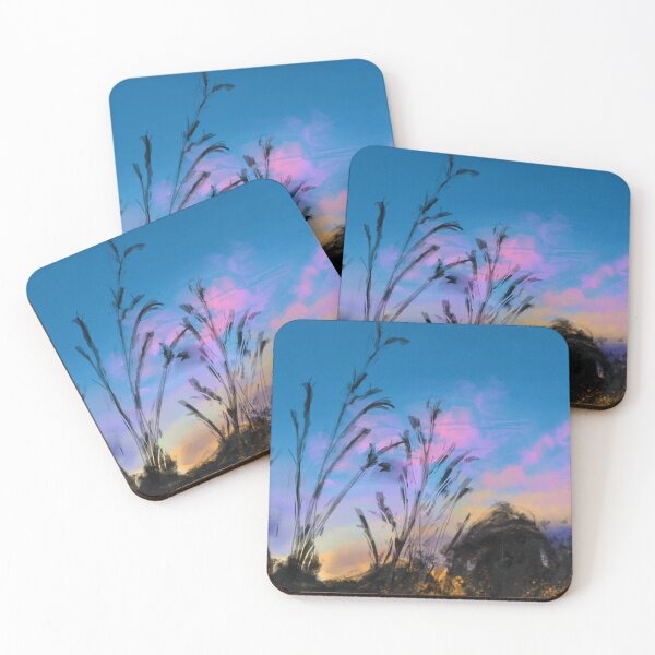 Item preview, colourful sunset with wheat plants designed and sold by smikkels.