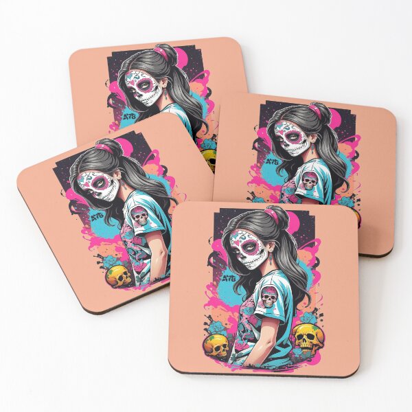 Item preview, Sugar Skull Girl with Golden Skulls designed and sold by A78-Designs.