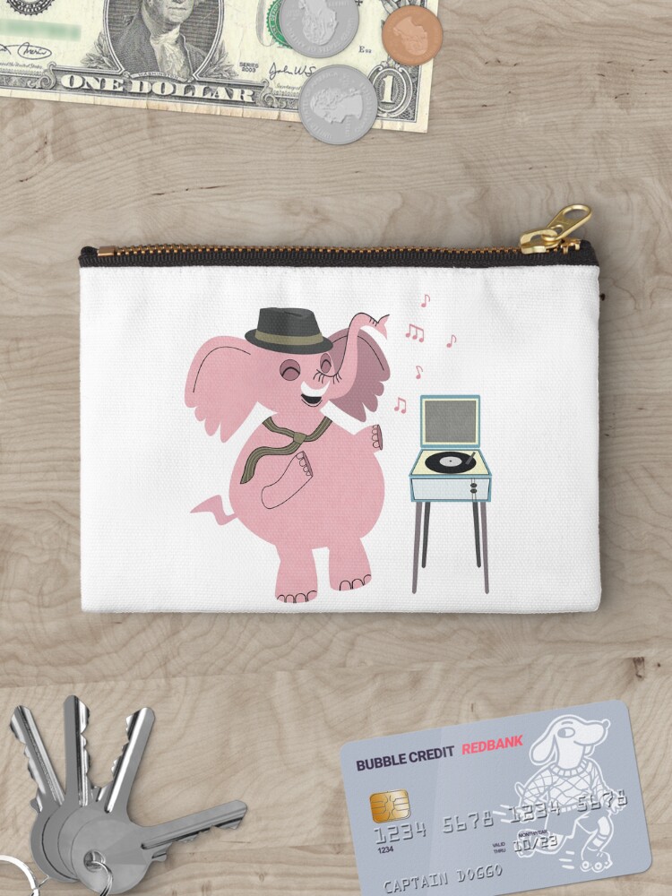Thumbnail 3 of 4, Zipper Pouch, Retro Pink Elephant designed and sold by CarlaBaremb.