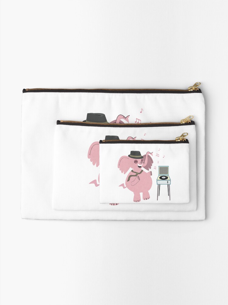 Thumbnail 2 of 4, Zipper Pouch, Retro Pink Elephant designed and sold by CarlaBaremb.