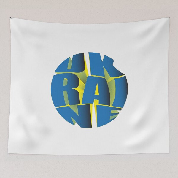Item preview, Inscription Ukraine 3D Blue Yellow Colors Ukrainian Flag  designed and sold by Aide.