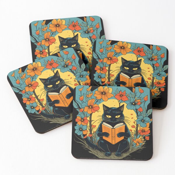 Item preview, Whiskered Literati: A Black Cat's Tranquil Tale Amidst Sunlit Poppies designed and sold by BorczVisuals.