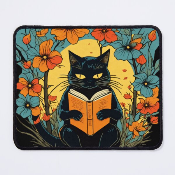 Item preview, Whiskered Literati: A Black Cat's Tranquil Tale Amidst Sunlit Poppies designed and sold by BorczVisuals.