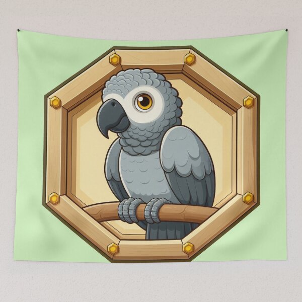 Item preview, African Grey Macaw Parrot Bird Cartoon Illustration Sweet designed and sold by CoffeeIsATrip.