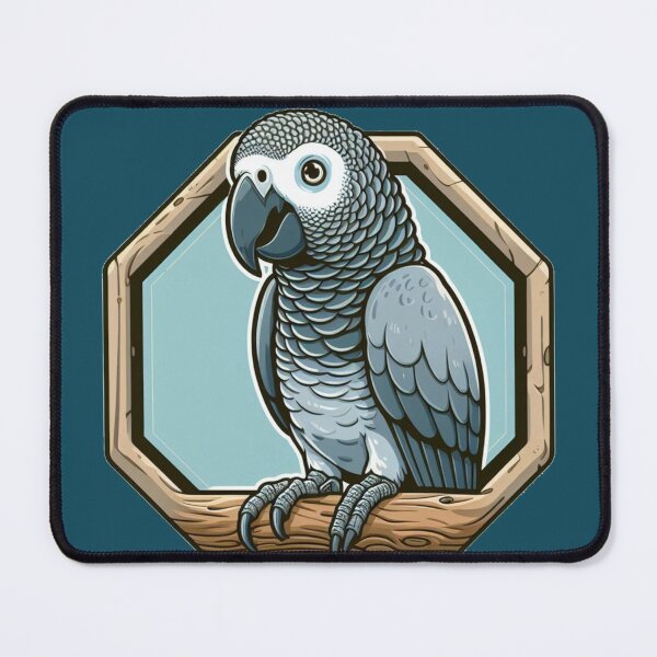 Item preview, African Grey Macaw Parrot Bird Cartoon Illustration Fun designed and sold by CoffeeIsATrip.