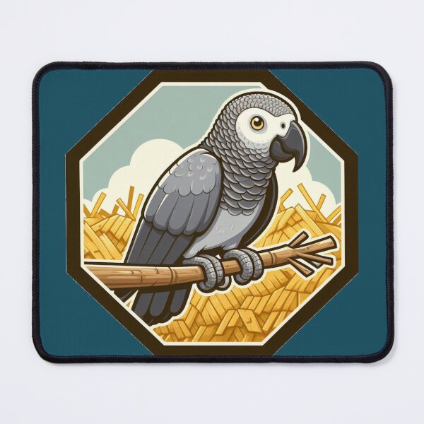 Item preview, African Grey Macaw Parrot Bird Cartoon Illustration Clouds designed and sold by CoffeeIsATrip.