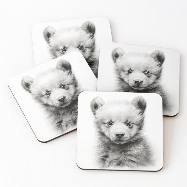 Item preview, Black and White bear cub pencil drawing designed and sold by Pencil-Art.