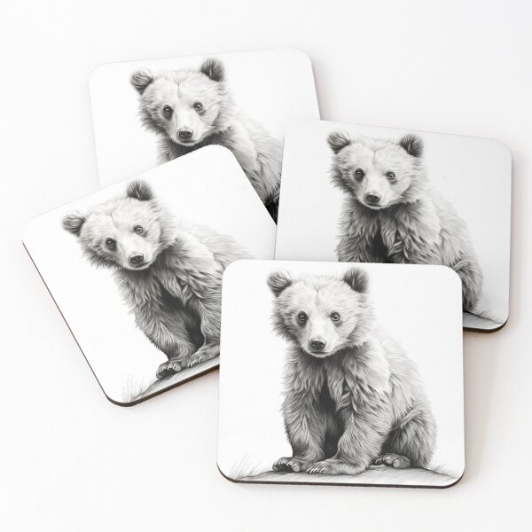 Item preview, Black and White bear cub pencil drawing designed and sold by Pencil-Art.