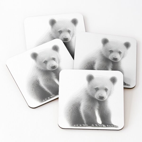 Item preview, Black and White bear cub pencil drawing designed and sold by Pencil-Art.