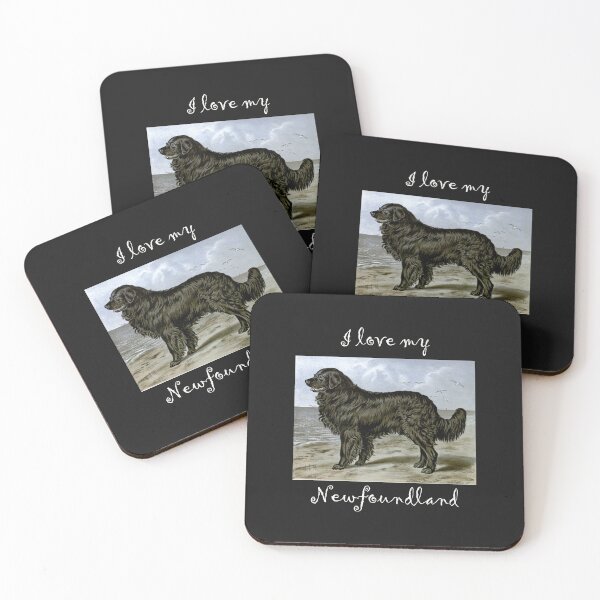 Item preview, I love my Newfoundland Watercolor from Vero Shaw (1881) Illustrated Book of the Dog - white text designed and sold by ElegantTeaTime.