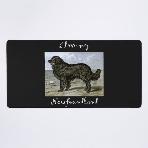 Item preview, I love my Newfoundland Watercolor from Vero Shaw (1881) Illustrated Book of the Dog - white text designed and sold by ElegantTeaTime.