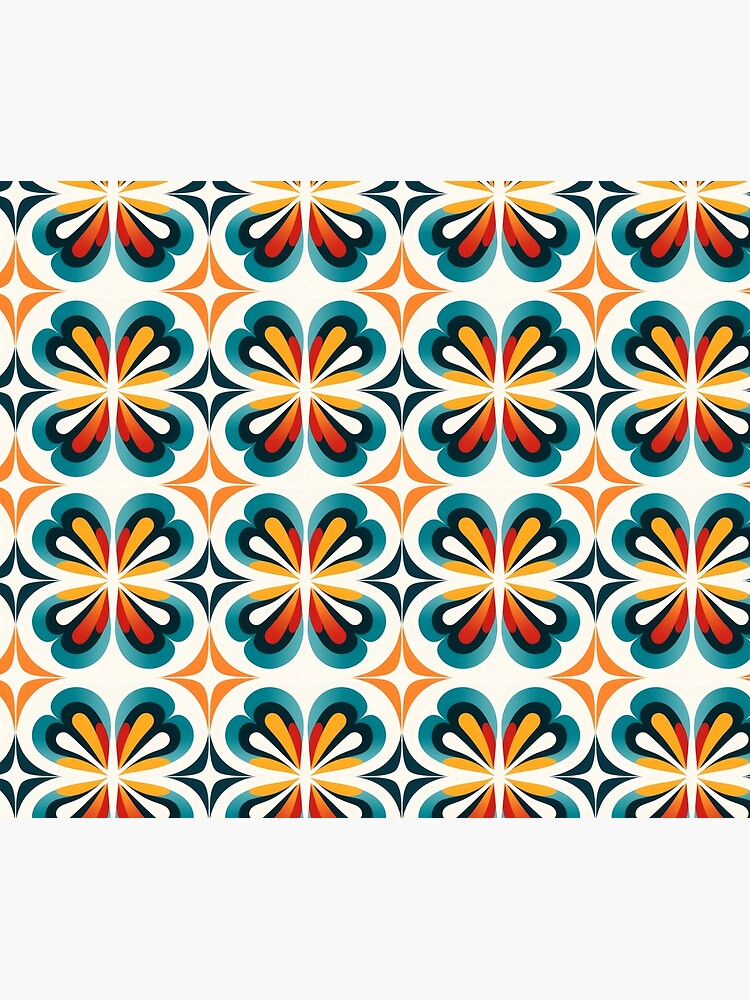 Thumbnail 5 of 5, Shower Curtain, Retro Bloom Symmetry designed and sold by EtherealEchoes.