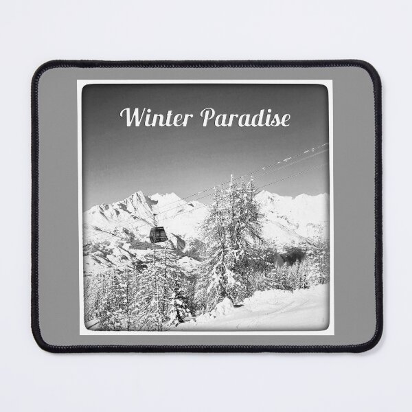 Item preview, Winter Paradise: Cable Car and Snowy Peaks in Monochrome designed and sold by InbalTurShalom.
