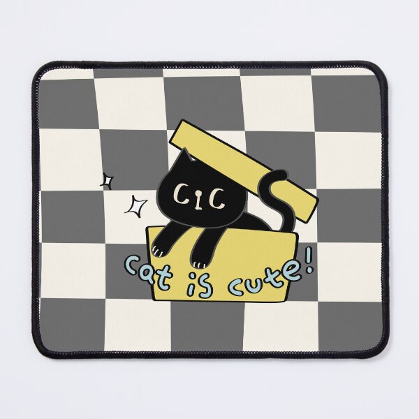 Item preview, Cat in the box - gray checkered pattern designed and sold by CiCstudio.