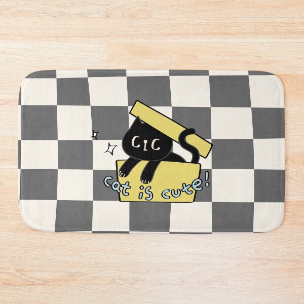 Item preview, Cat in the box - gray checkered pattern designed and sold by CiCstudio.