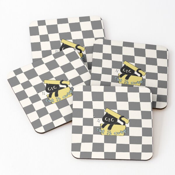 Item preview, Cat in the box - gray checkered pattern designed and sold by CiCstudio.