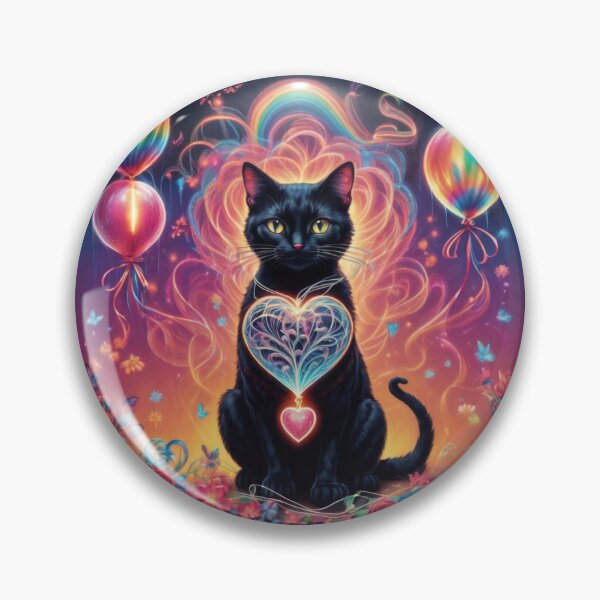 Item preview, Kawaii Black Cat Loves Flowers And Balloons  designed and sold by BotunPeony.