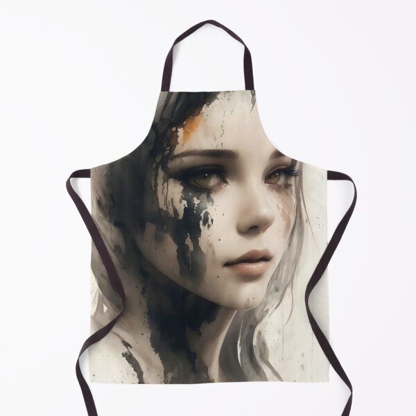 Item preview, A Symphony of Shadows ` watercolor drops stains girl wall art Woman Portrait Digital Art Print designed and sold by naivnoia.